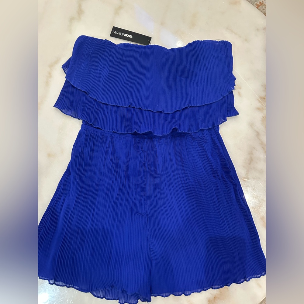 Blue and Black/White Romper